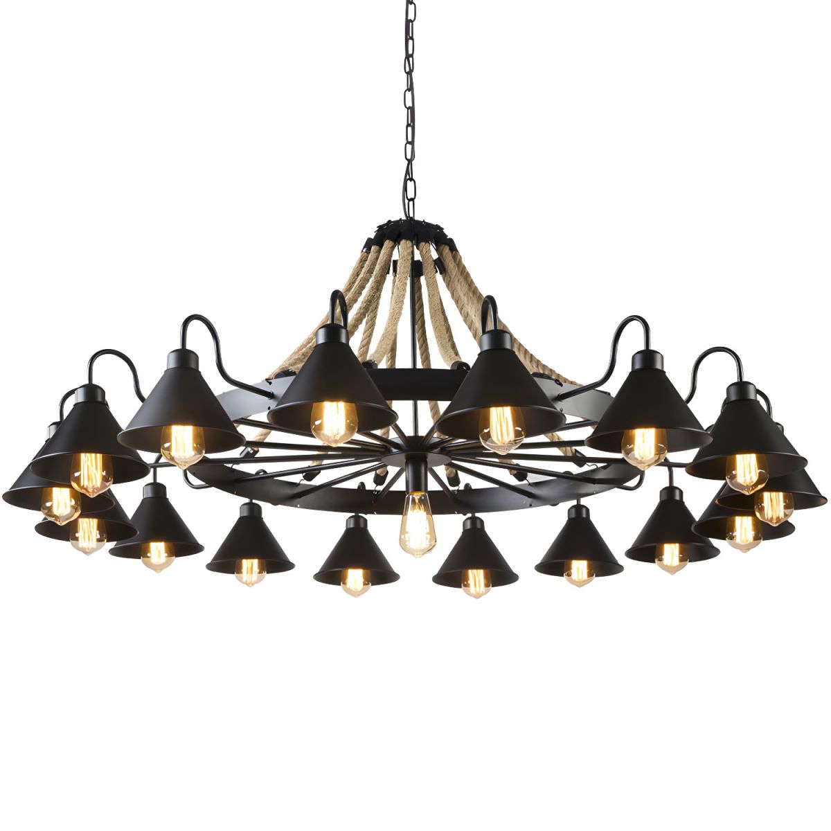 Wagon Wheel Cone Chandelier Light