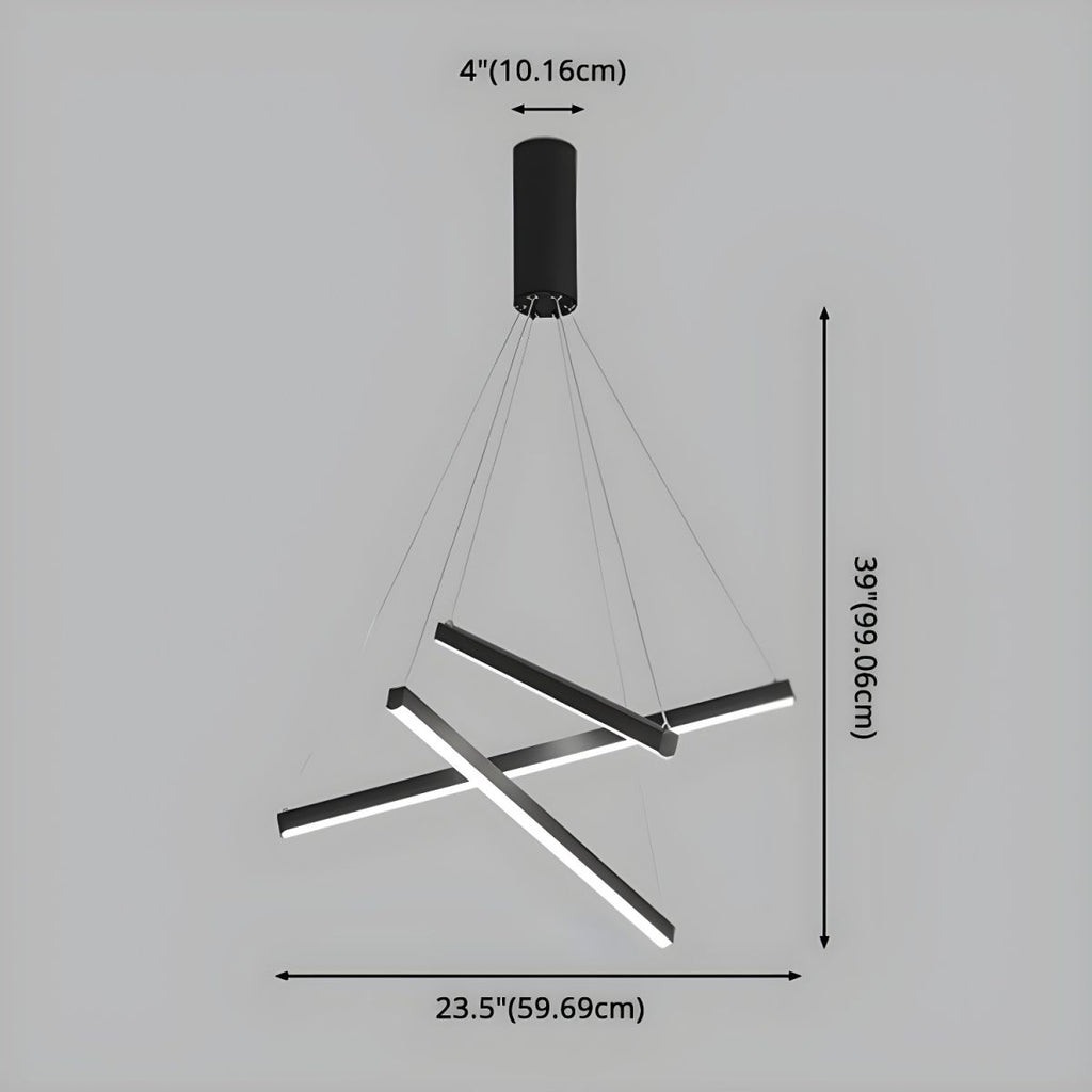 Minimalist Black Stick Cascade Chandelier
