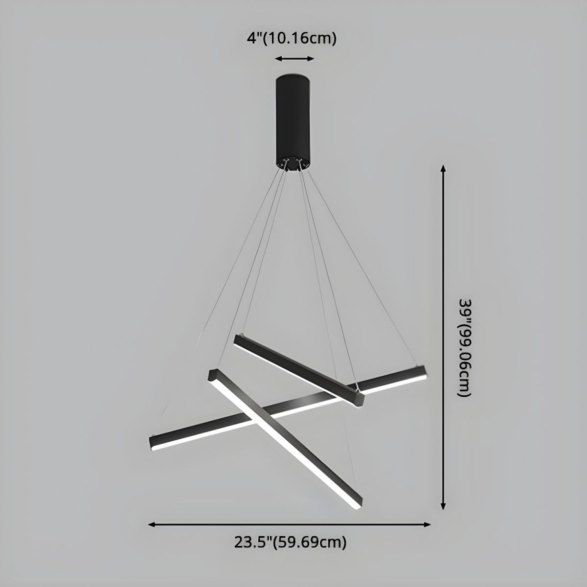 Minimalist Black Stick Cascade Chandelier