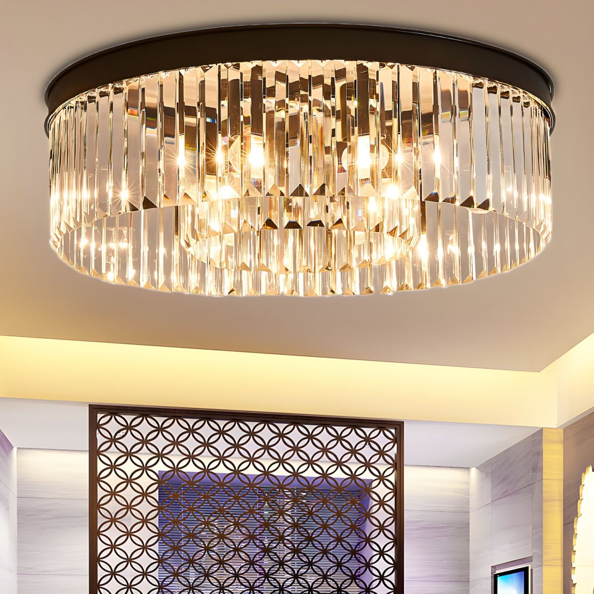 Vintage Circular Crystal Flush Mount