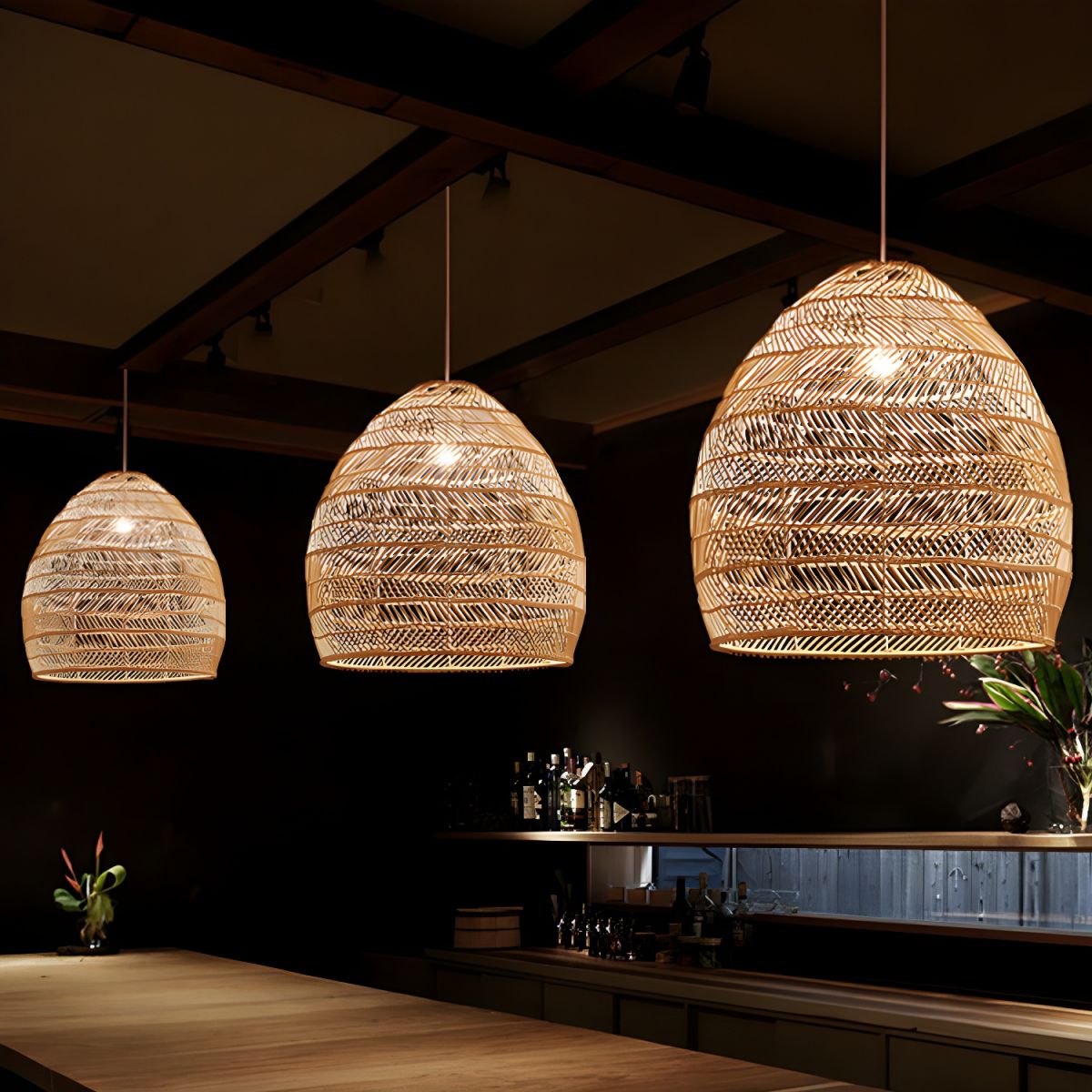 Tropical Woven Bamboo Pendant Light
