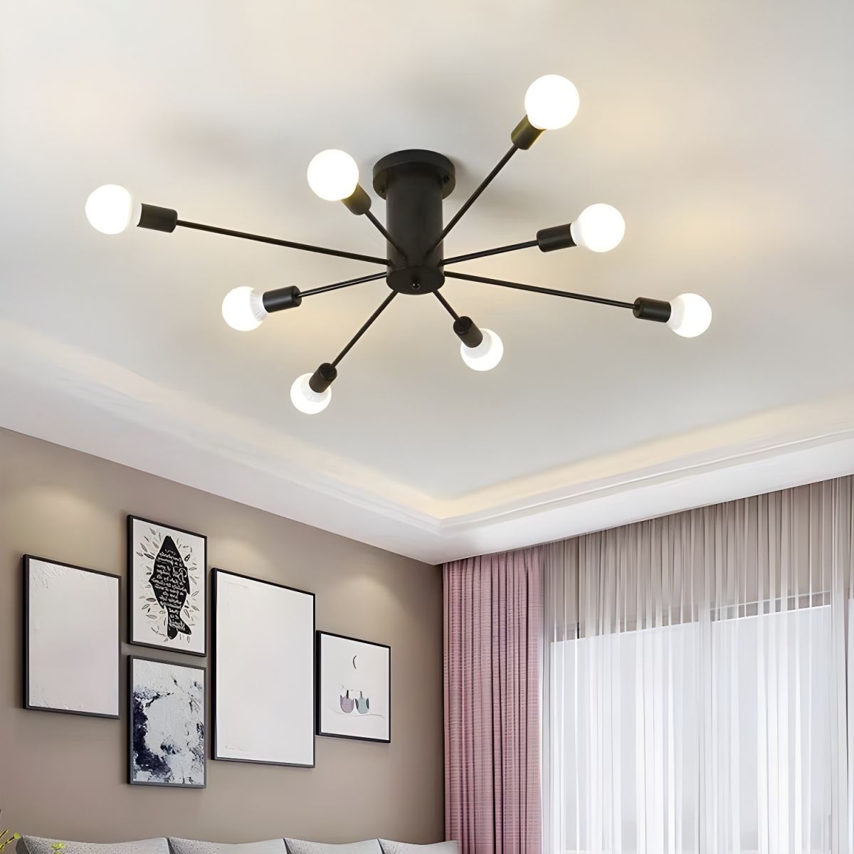Minimalist Sputnik Halo Semi-Flush Ceiling Light