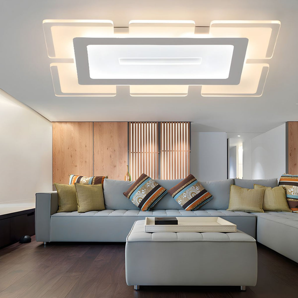 Modern Rectilinear Acrylic Flush Mount