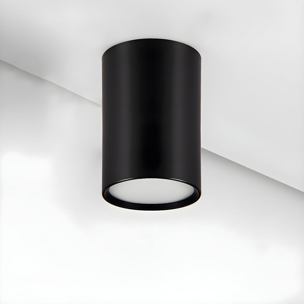 Architectural Matte Black Cylinder Flush Mount