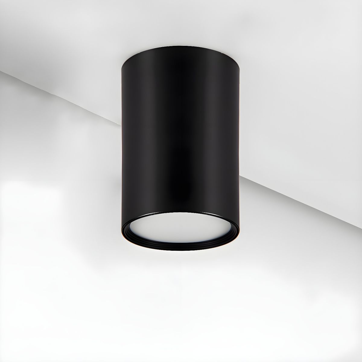 Architectural Matte Black Cylinder Flush Mount