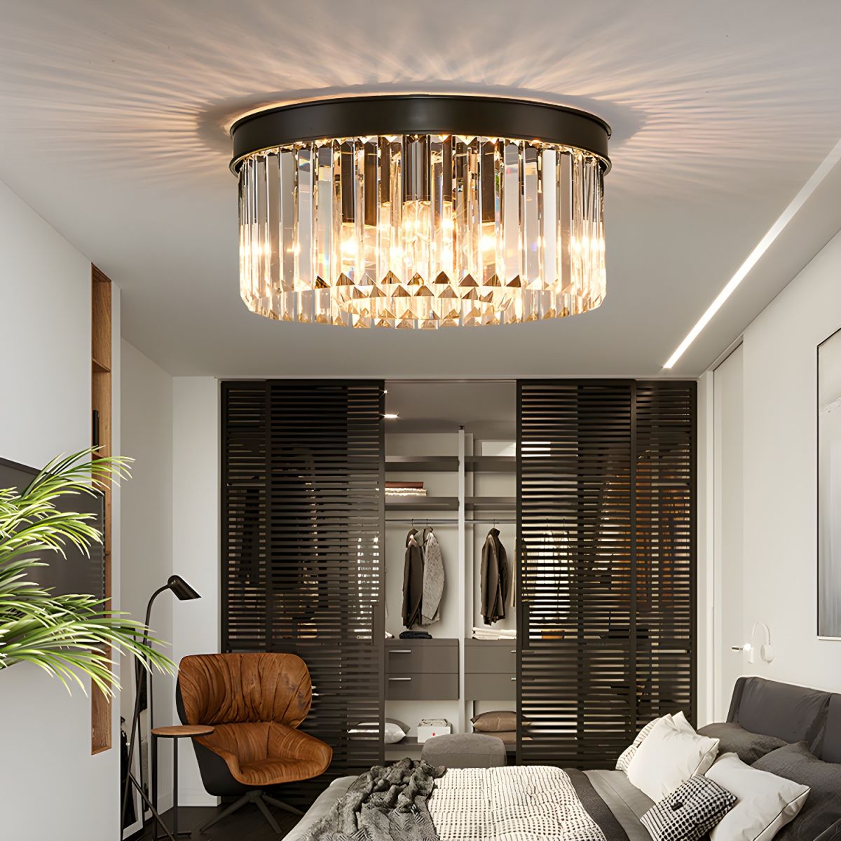 Vintage Circular Crystal Flush Mount