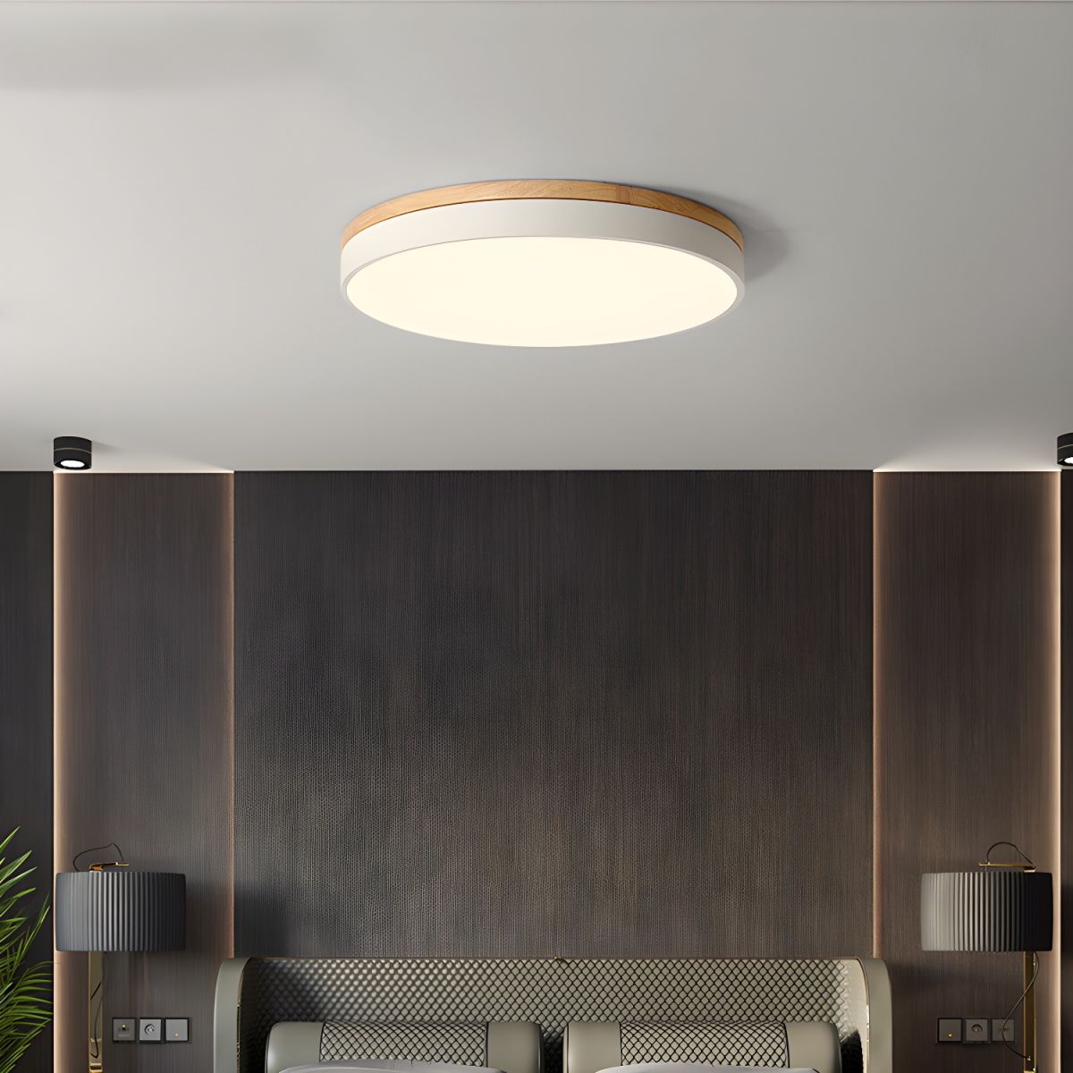 Nordic Wooden Round Flush Mount Ceiling Light