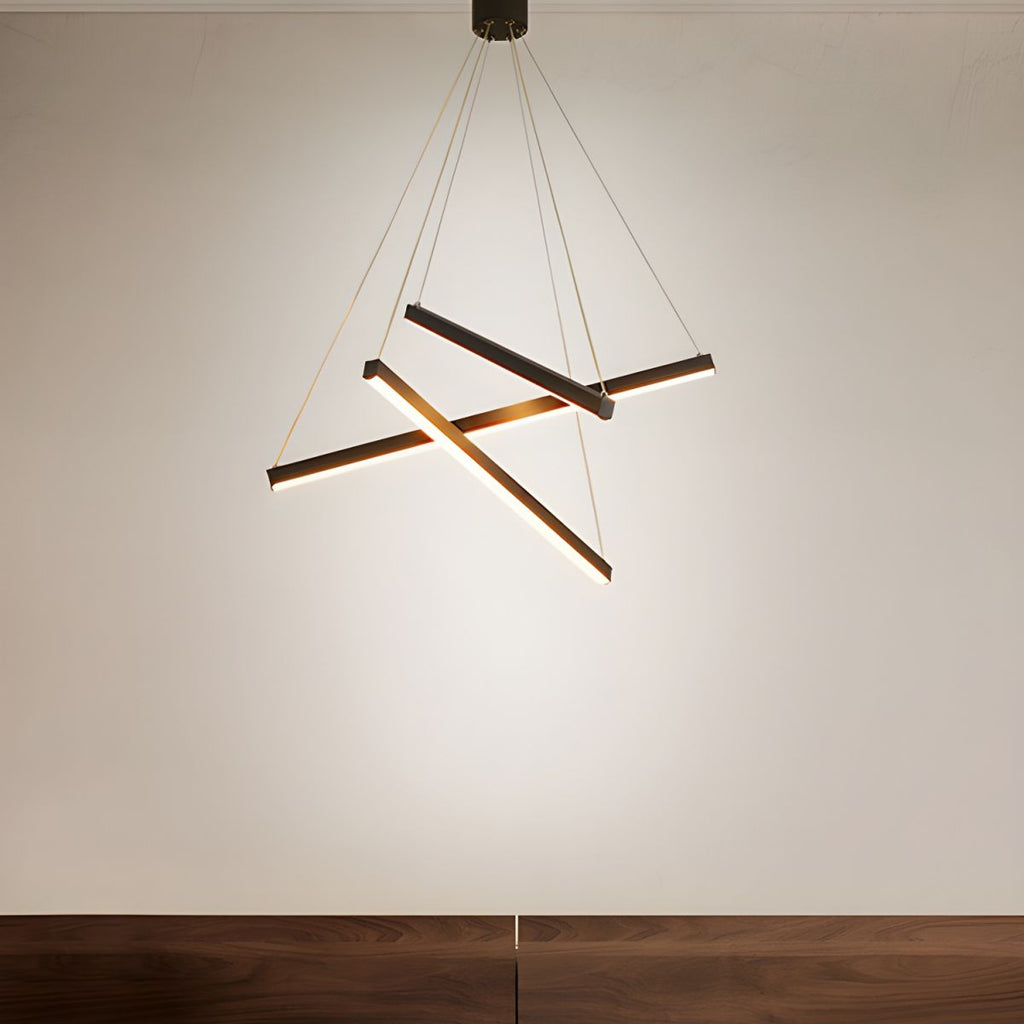 Minimalist Black Stick Cascade Chandelier