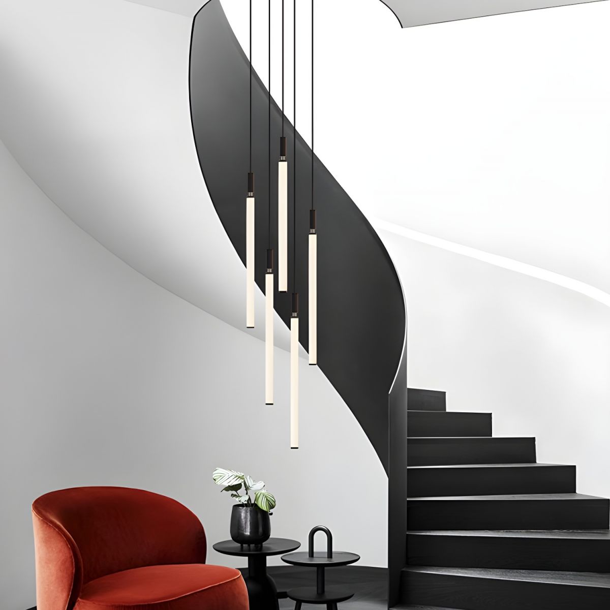Sleek Black White Acrylic Tube Pendant