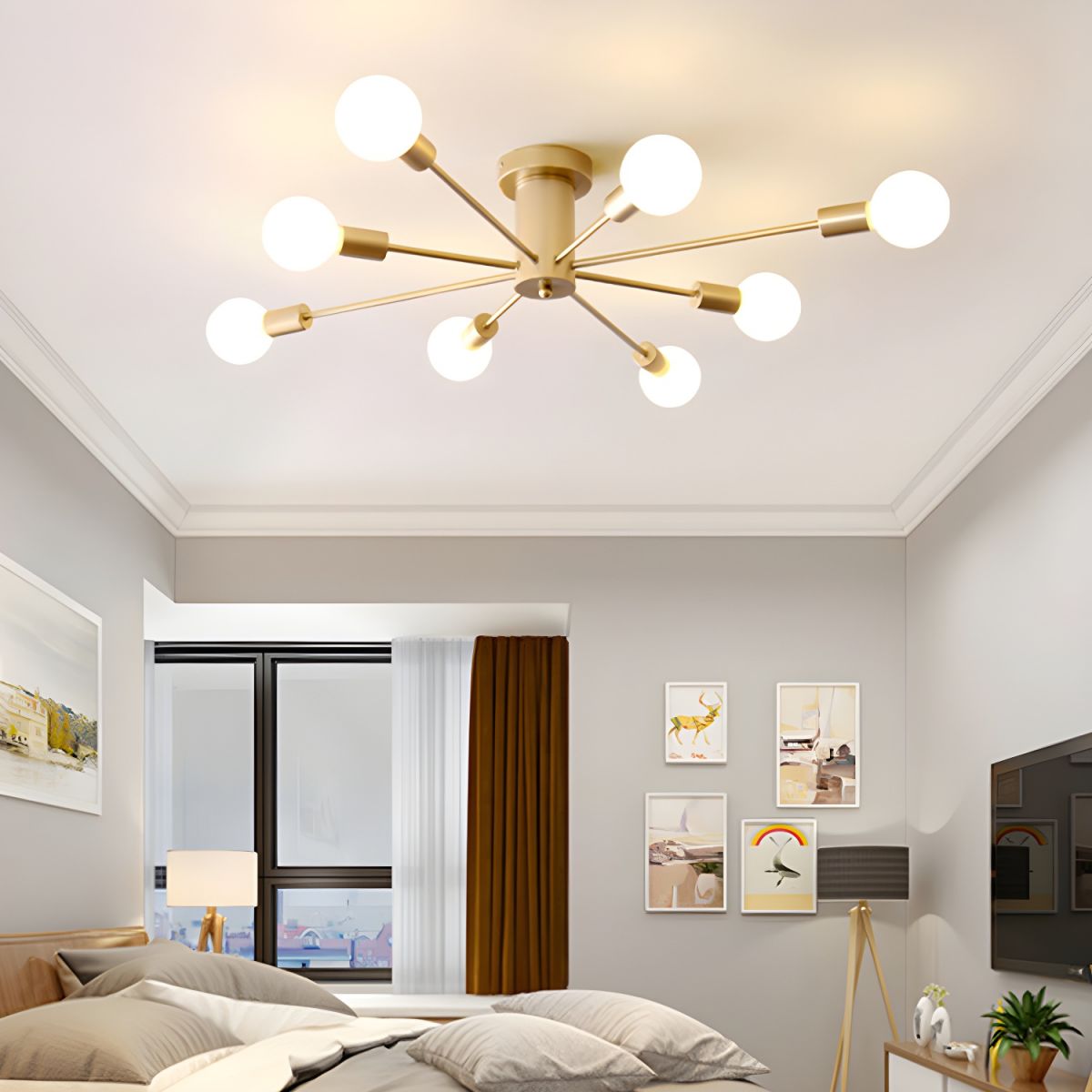 Minimalist Sputnik Halo Semi-Flush Ceiling Light