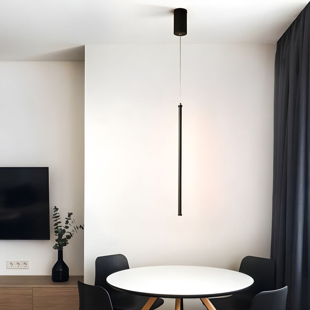 Tubular Black Cylinder Hanging Light