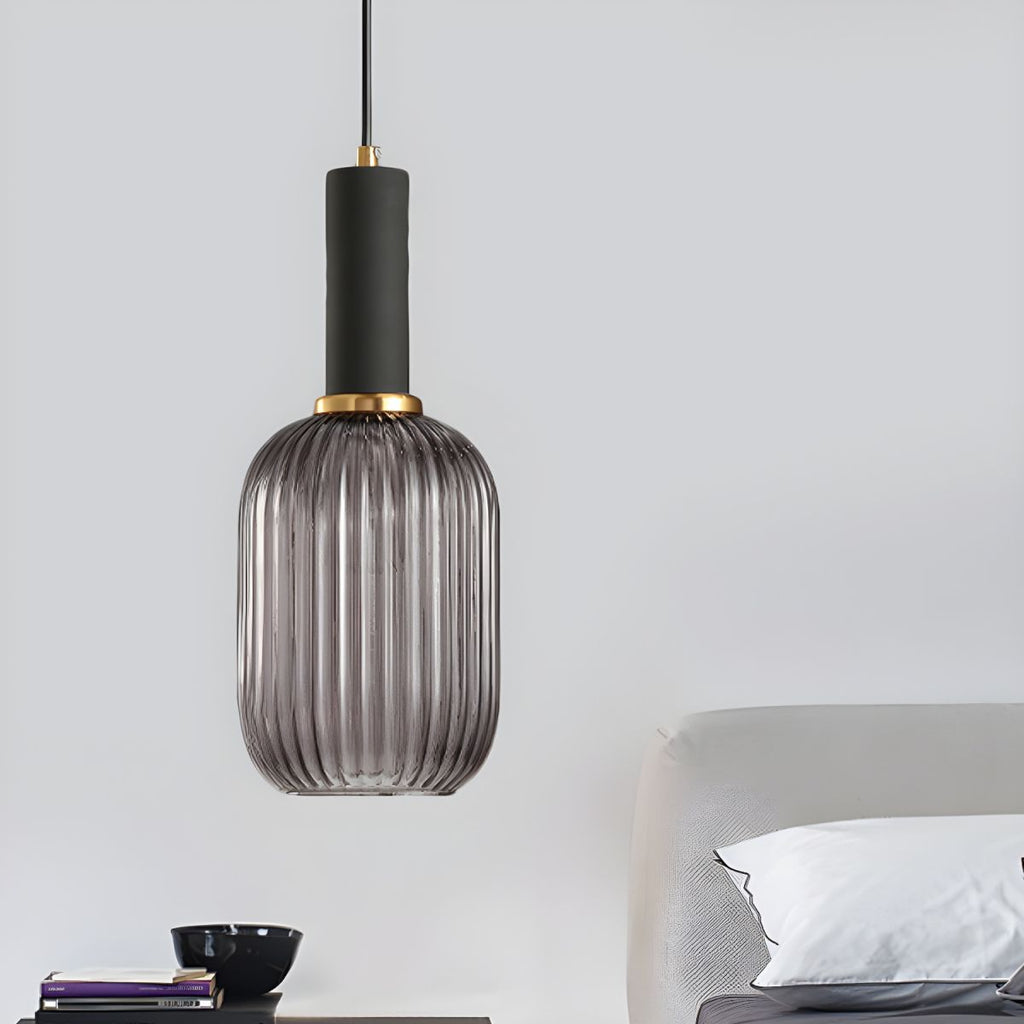 Sculpted Ribbed Glass Pendant Light