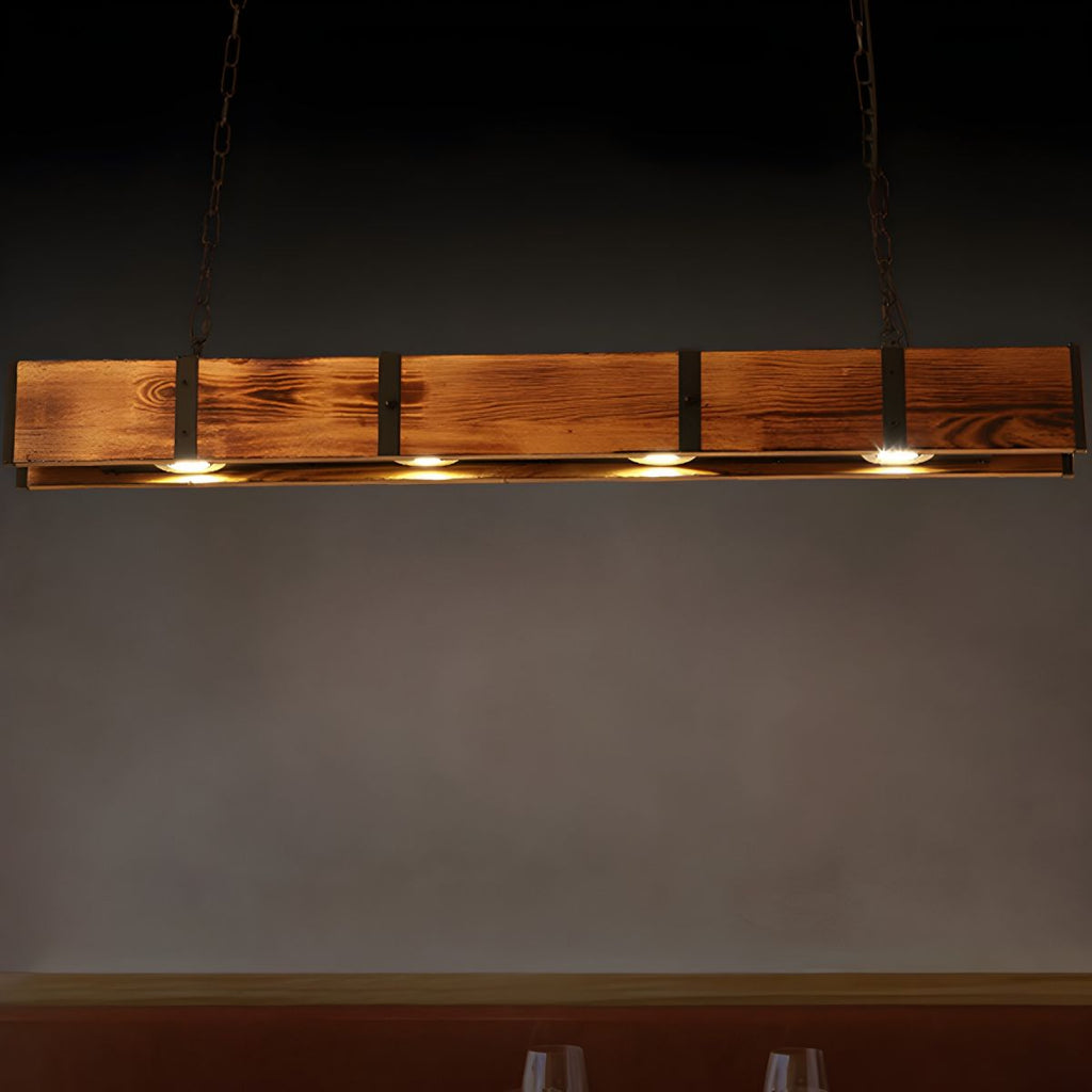 Rectangular Wooden Island Ceiling Light
