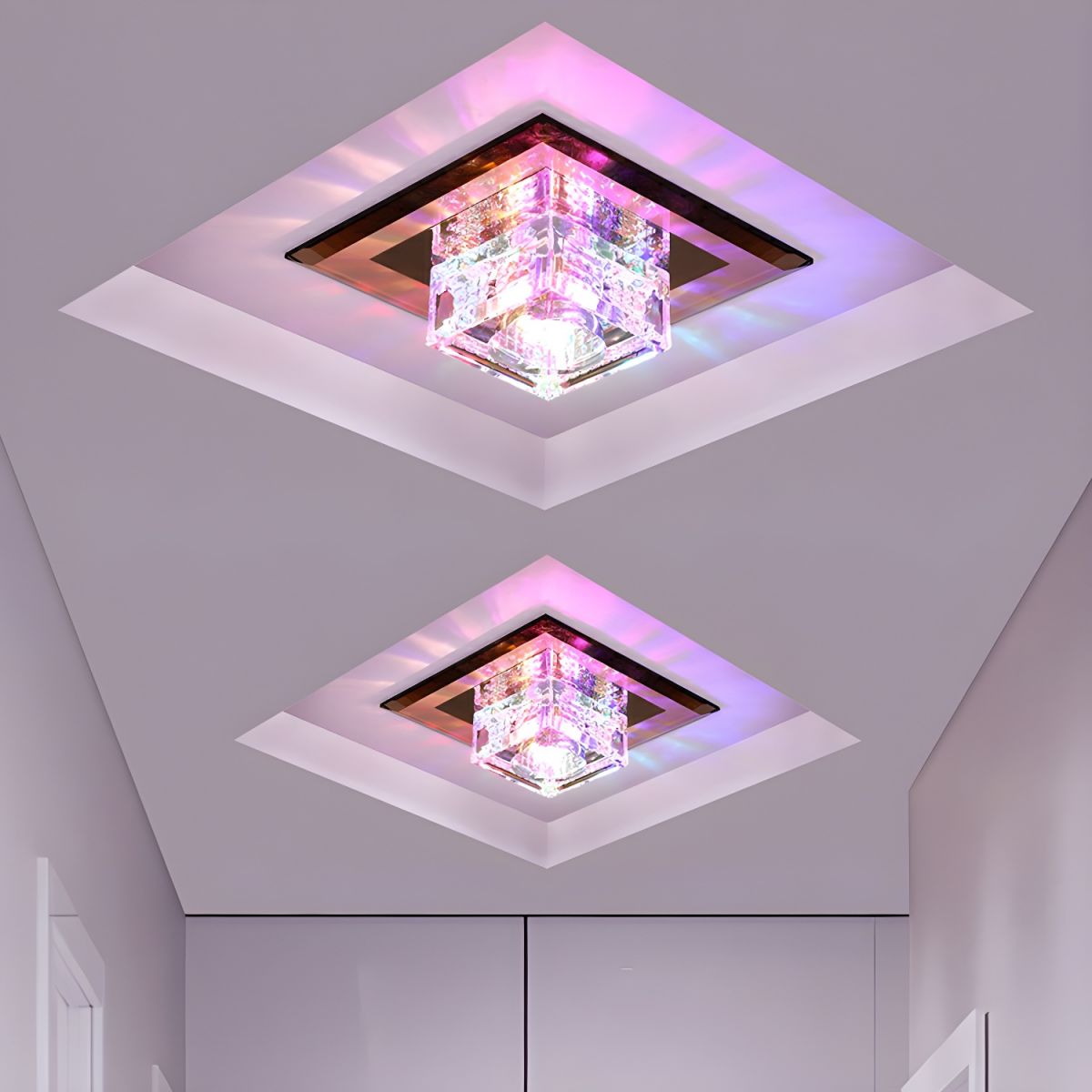 Modern Crystal Block Flush Mount