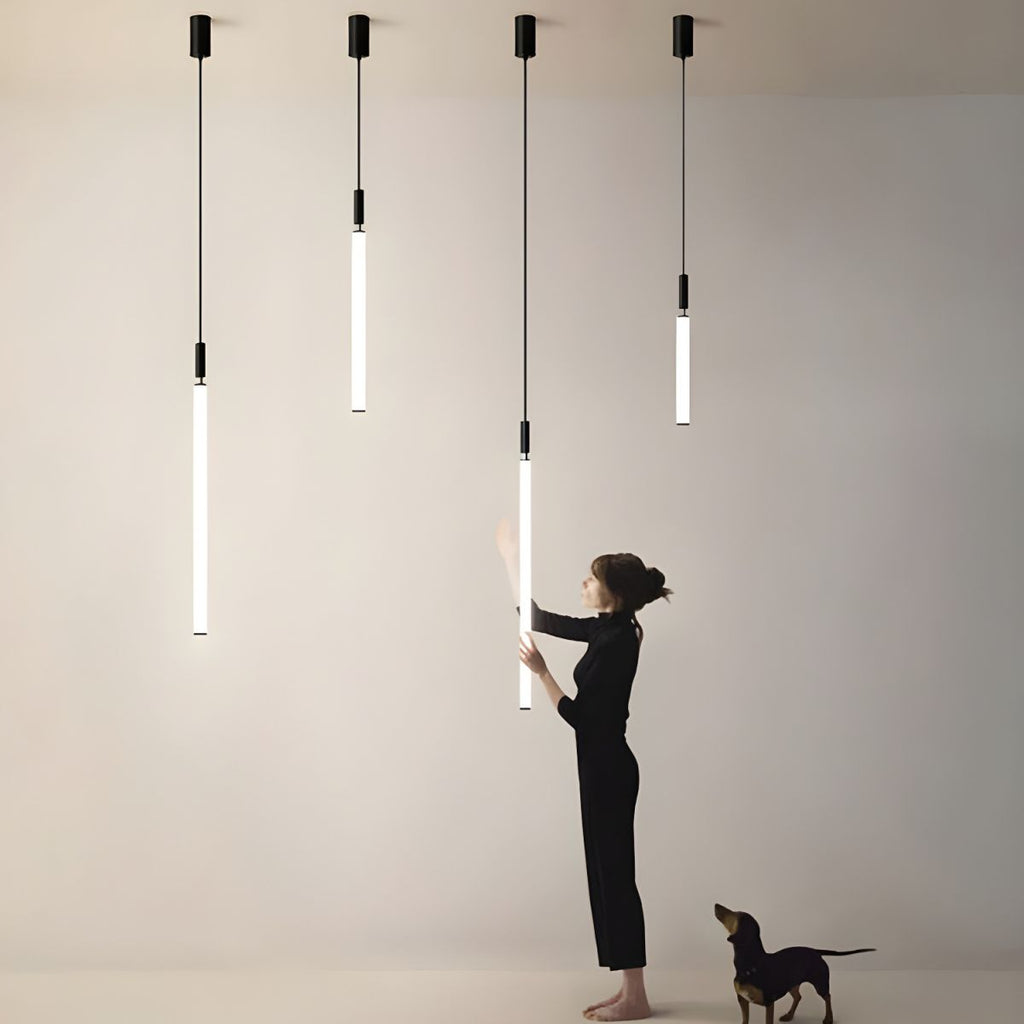 Sleek Black White Acrylic Tube Pendant