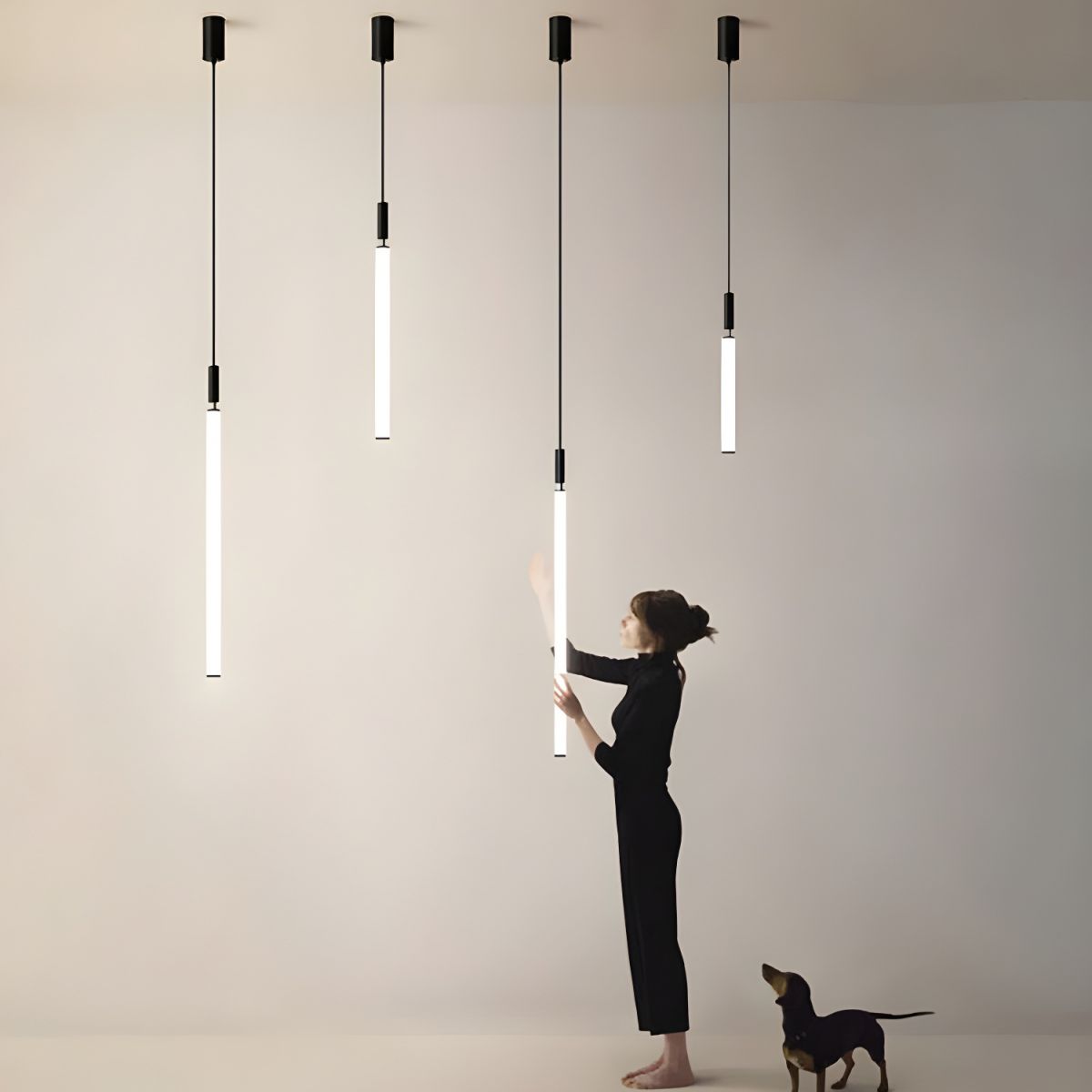 Sleek Black White Acrylic Tube Pendant