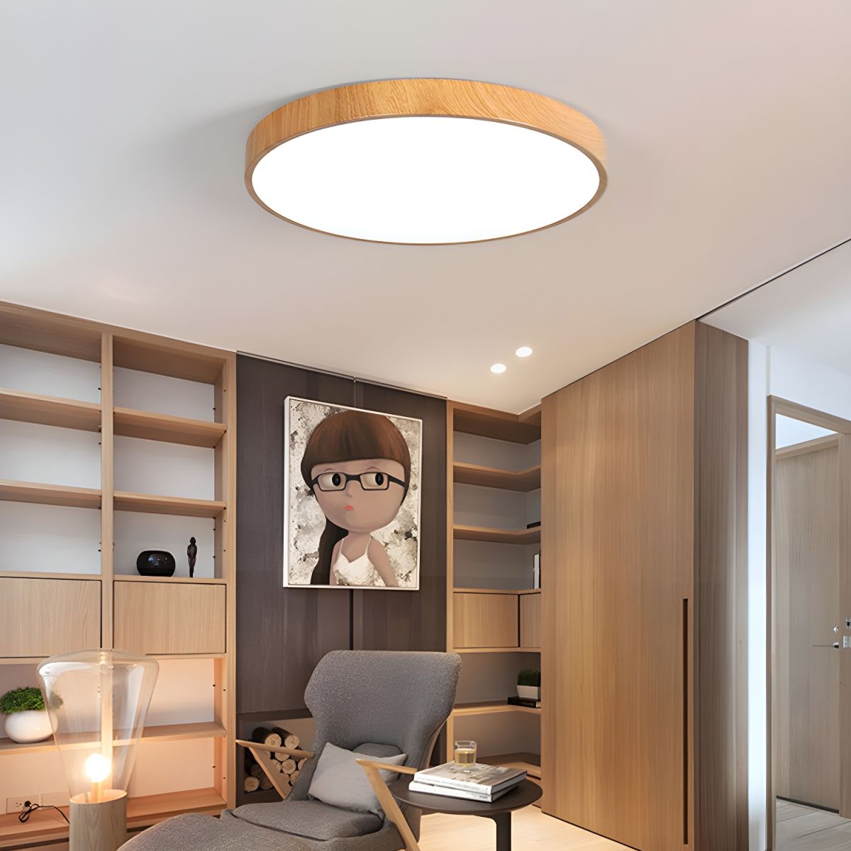 Minimalist Nordic Wood Halo Ceiling Sculpture