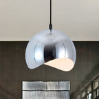 Modern Sculptural Wave Dome Metal Pendant