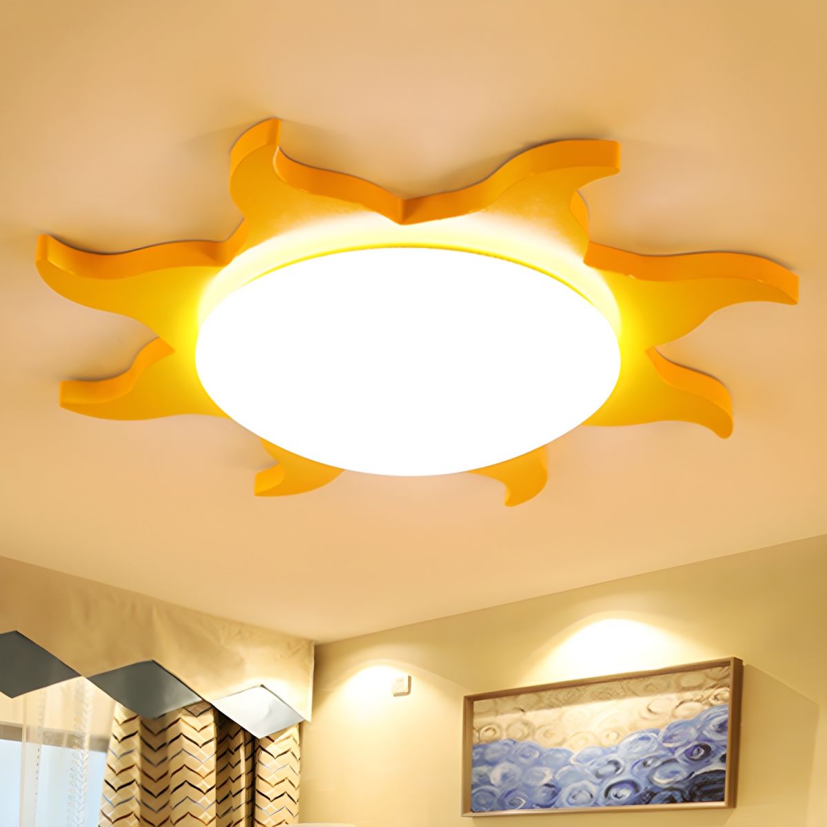 Playful Sun Halo Flush Ceiling Light