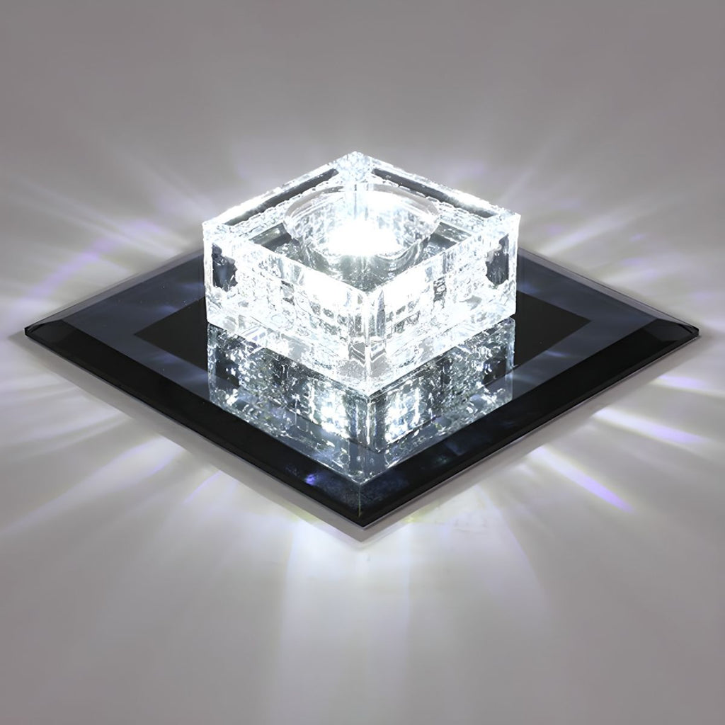 Modern Crystal Block Flush Mount