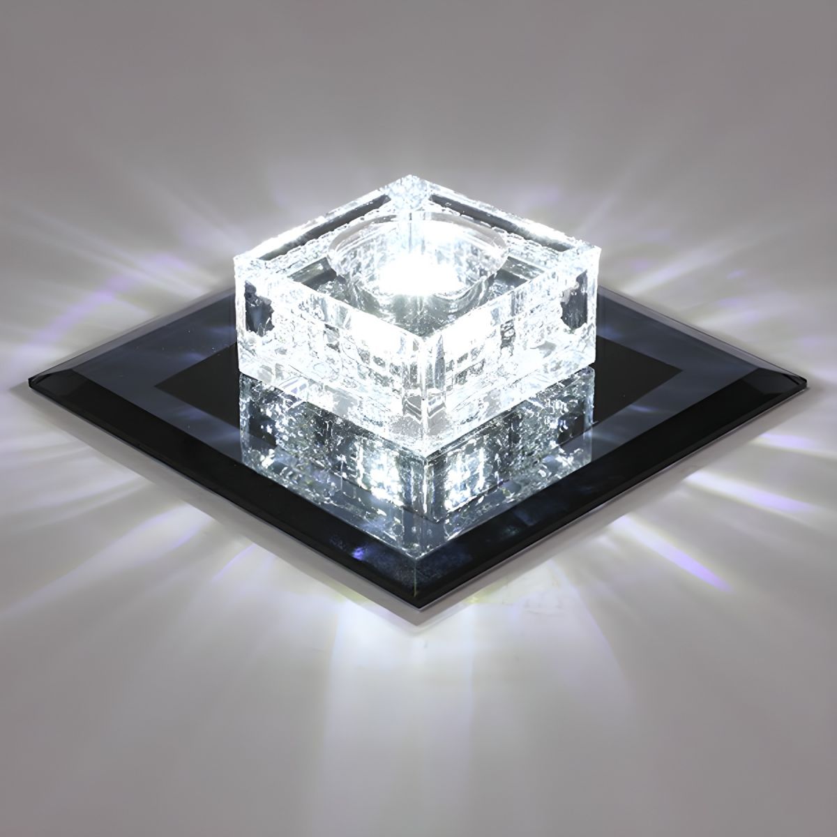 Modern Crystal Block Flush Mount