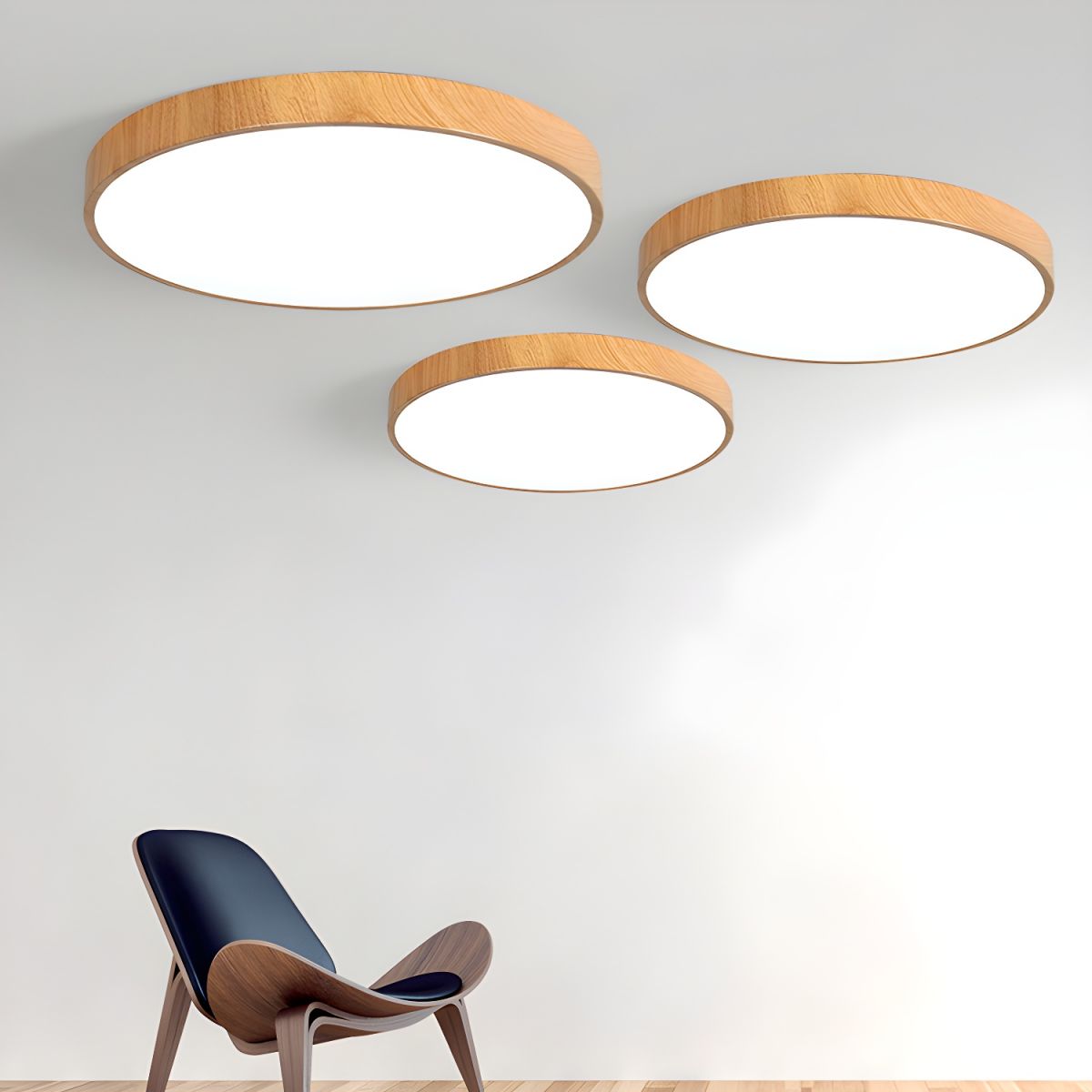 Minimalist Nordic Wood Halo Ceiling Sculpture