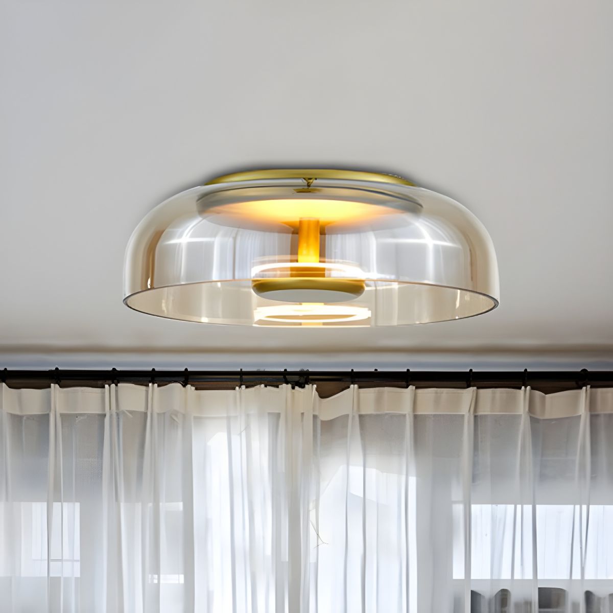 Minimalist Glass Dome Ceiling Light Sculpture