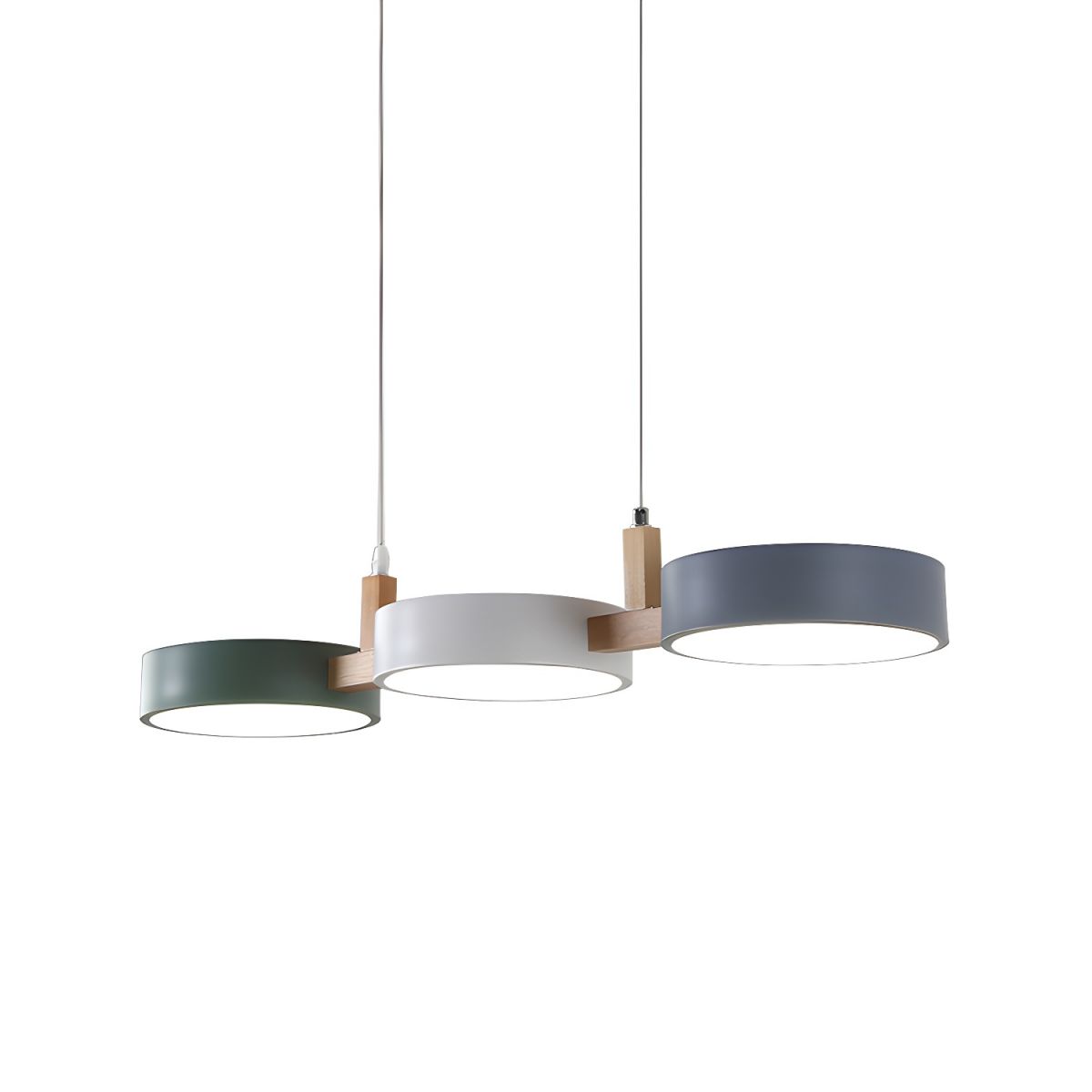 Artisan Wood Arm Three Light Cylinder Pendant