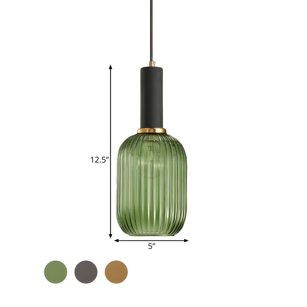 Sculpted Ribbed Glass Pendant Light