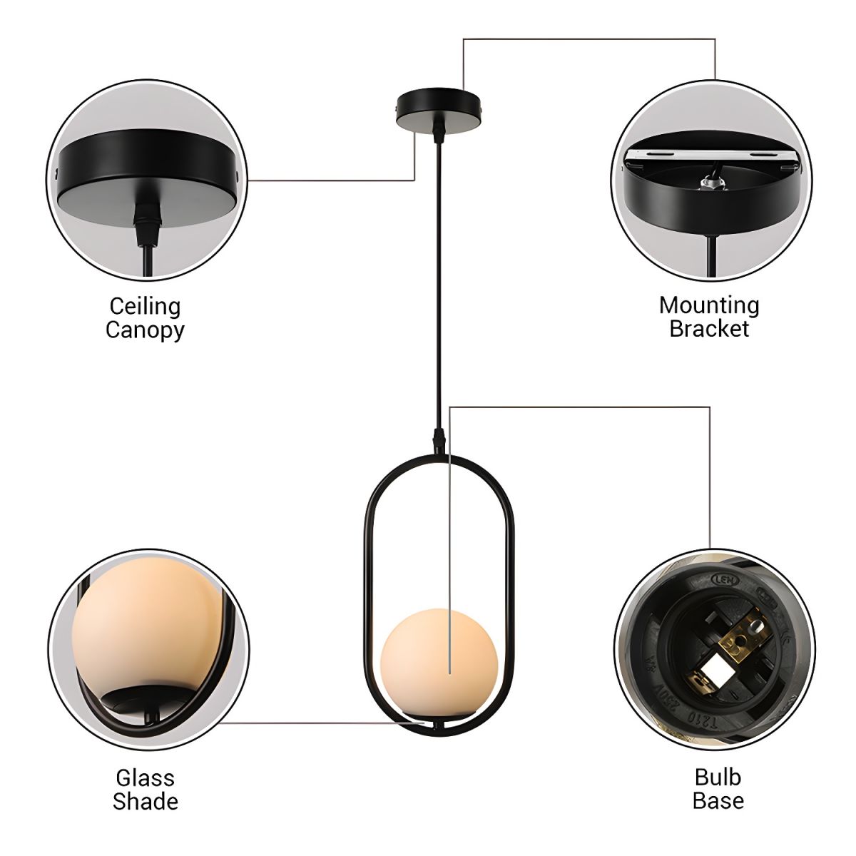 Modern White Globe Pendant Ceiling Glow