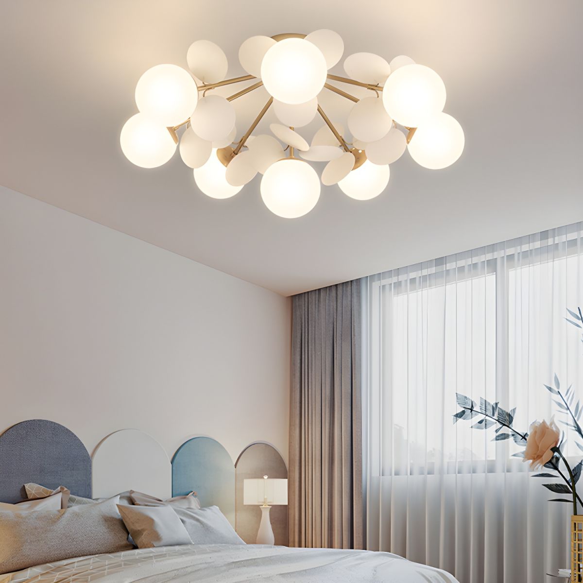 Modern Sputnik Semi Flush Mount Ceiling Light