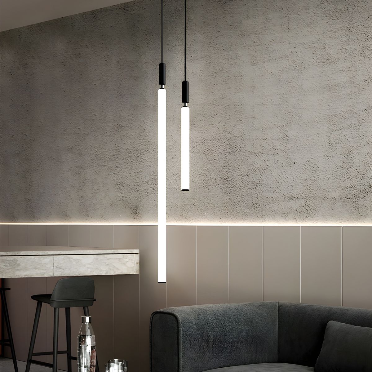 Sleek Black White Acrylic Tube Pendant