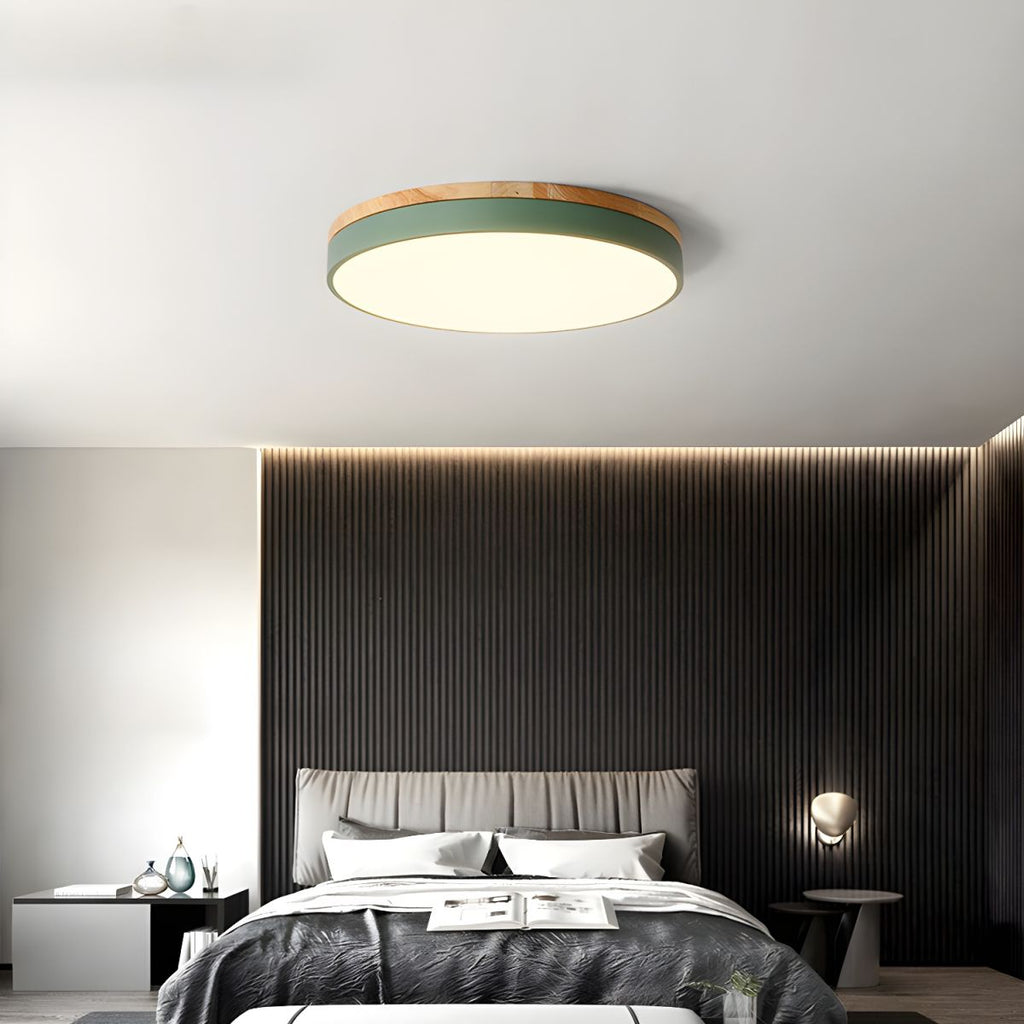 Nordic Wooden Round Flush Mount Ceiling Light