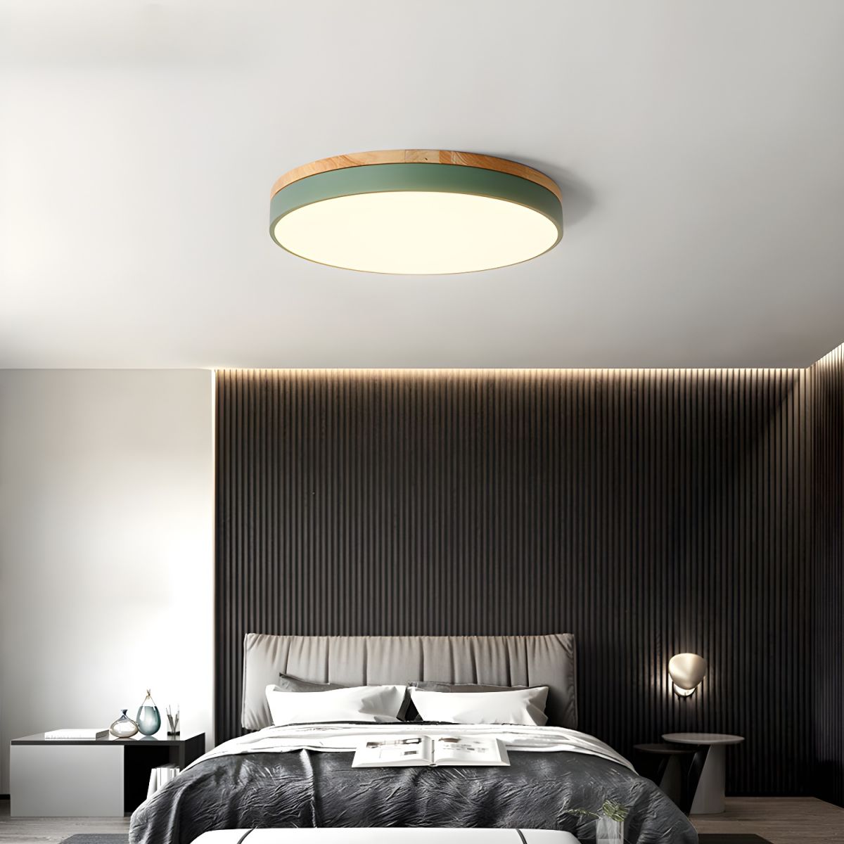 Nordic Wooden Round Flush Mount Ceiling Light