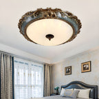 Rustic Brass Flush Mount Ceiling Light