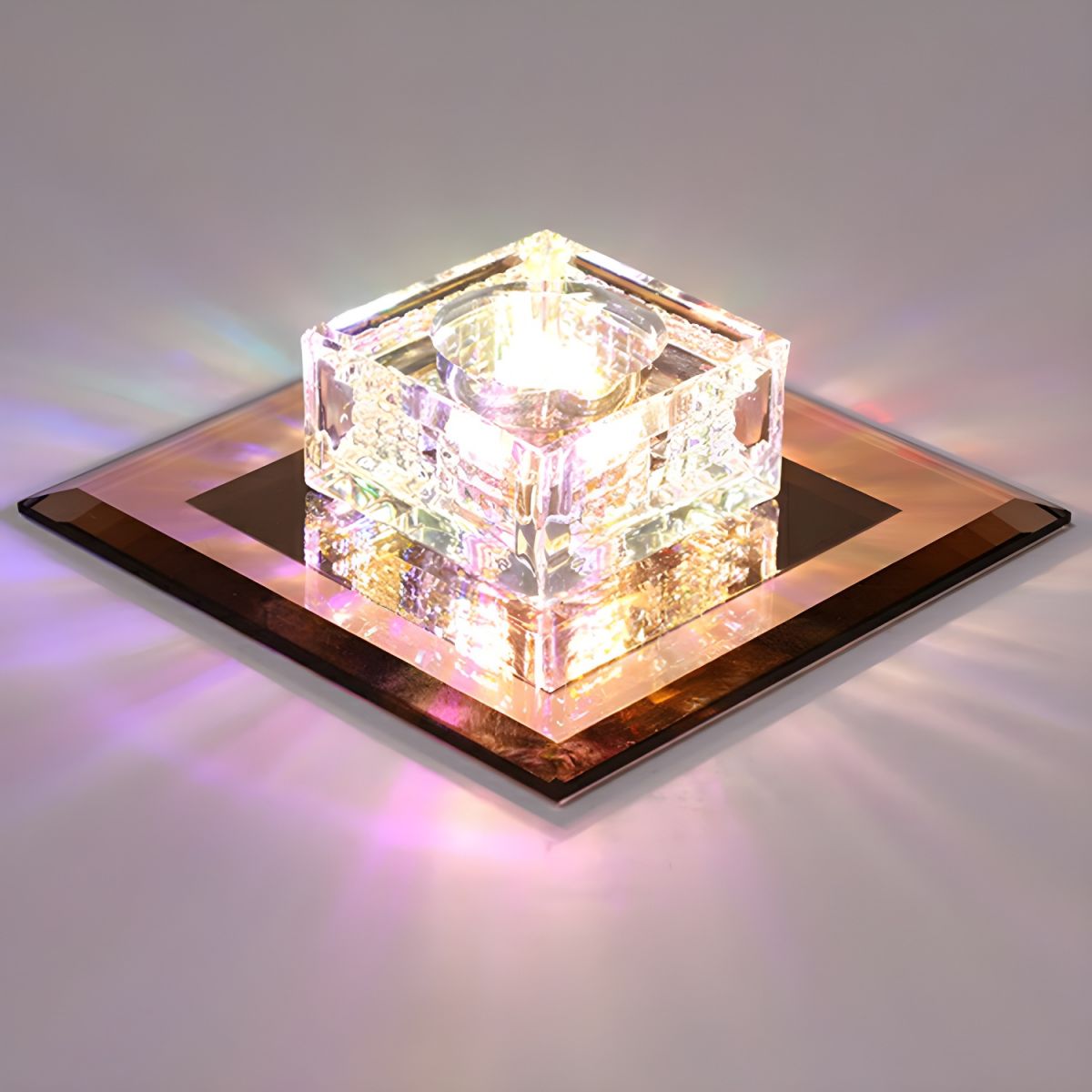 Modern Crystal Block Flush Mount