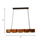 Rectangular Wooden Island Ceiling Light