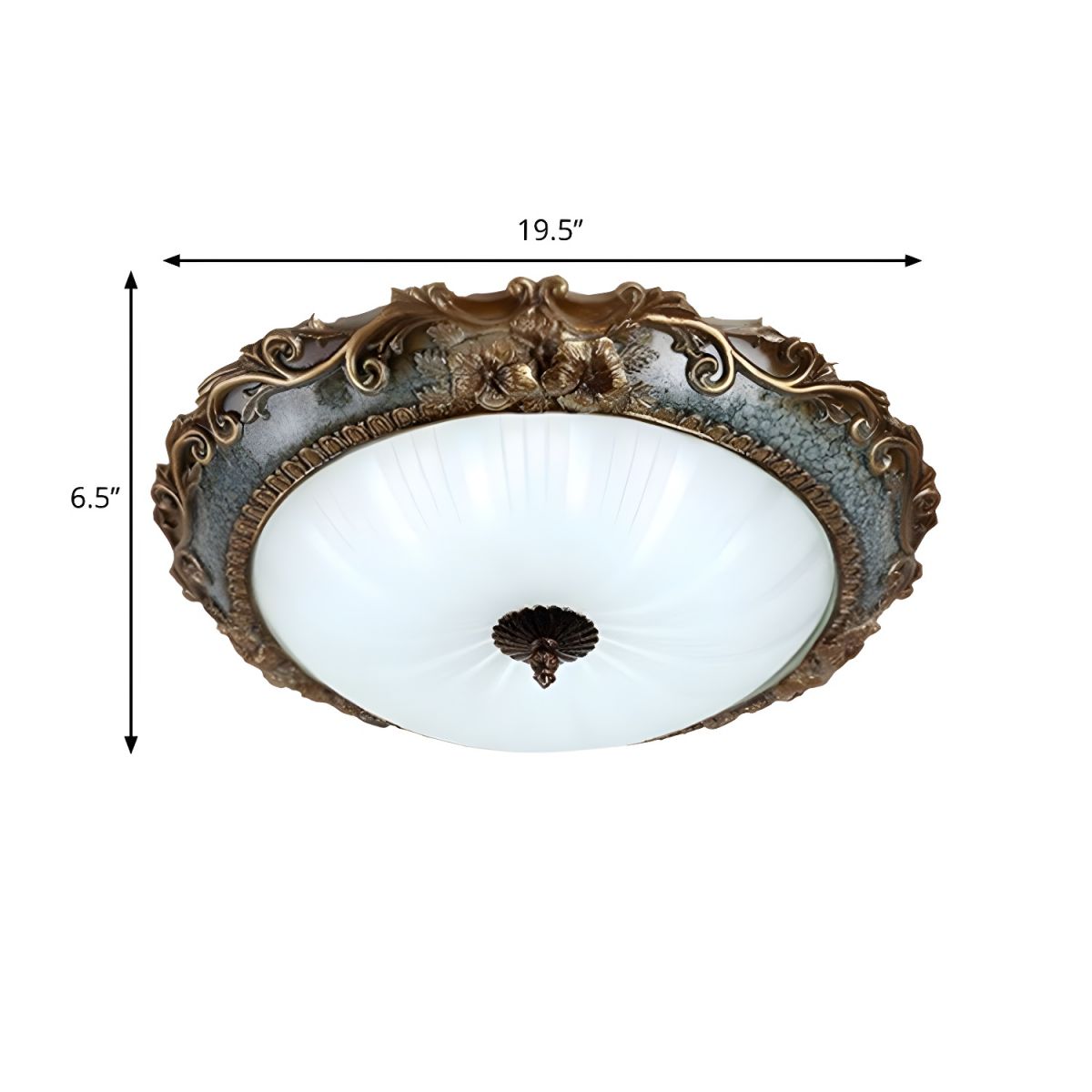 Rustic Brass Flush Mount Ceiling Light