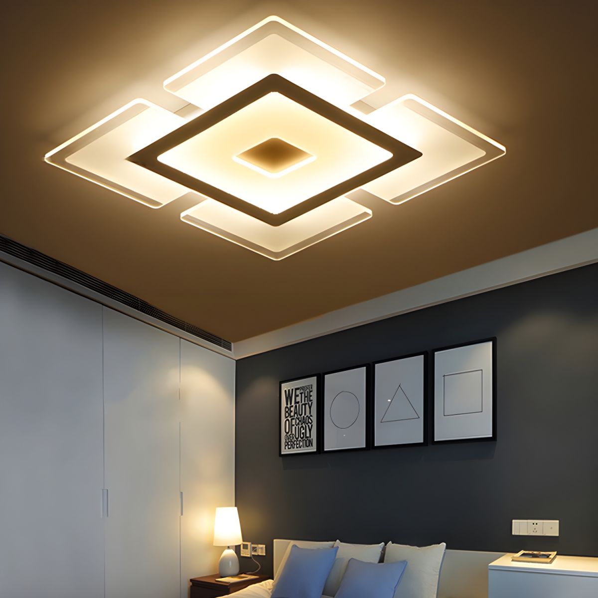 Modern Rectilinear Acrylic Flush Mount