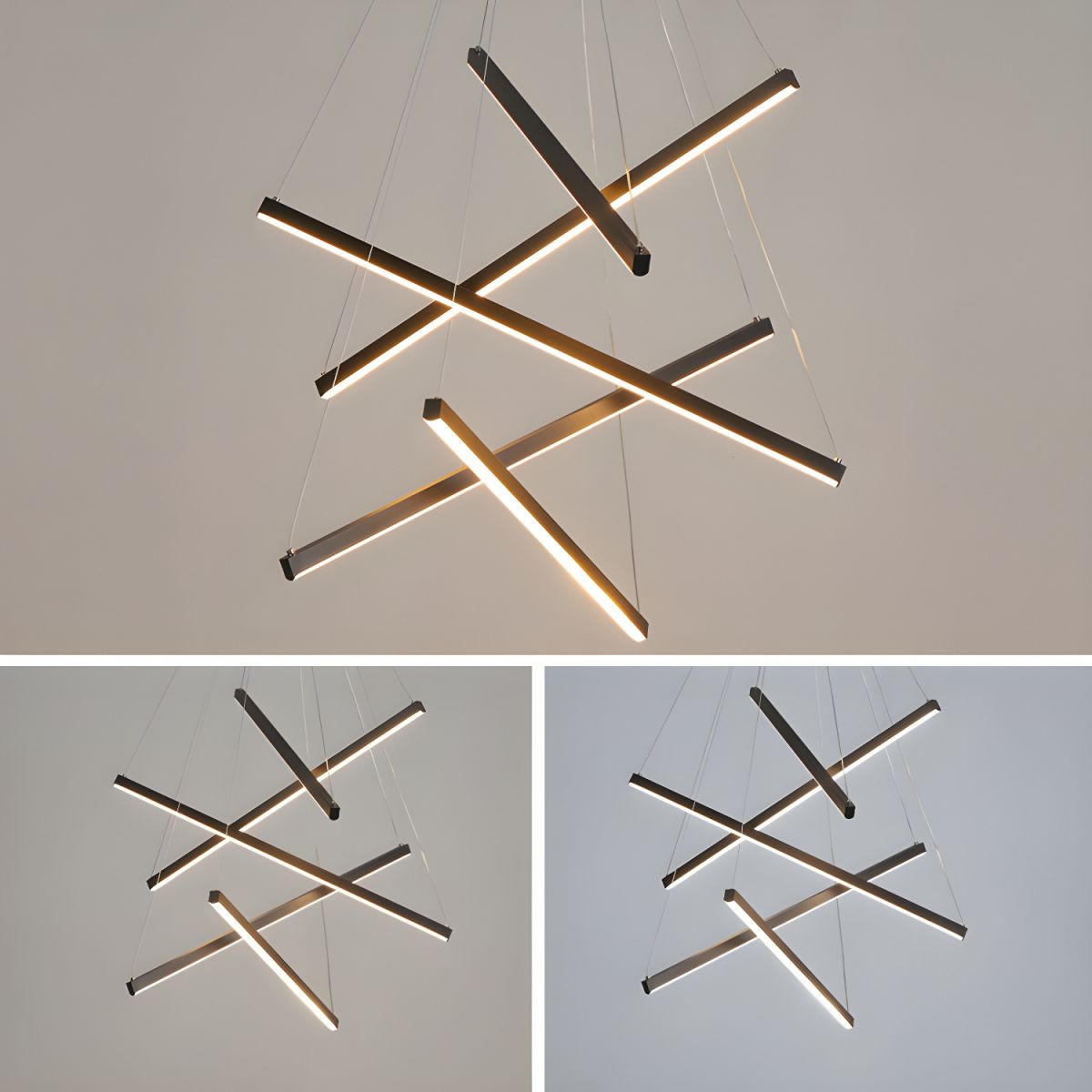 Minimalist Black Stick Cascade Chandelier