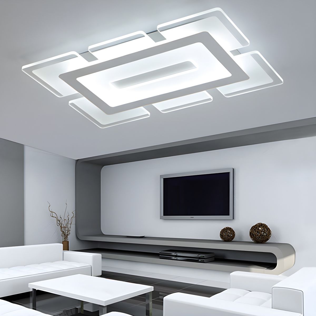 Modern Rectilinear Acrylic Flush Mount