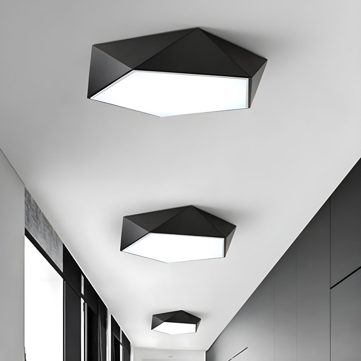 Geometric Metal Flush Mount Ceiling Fixture