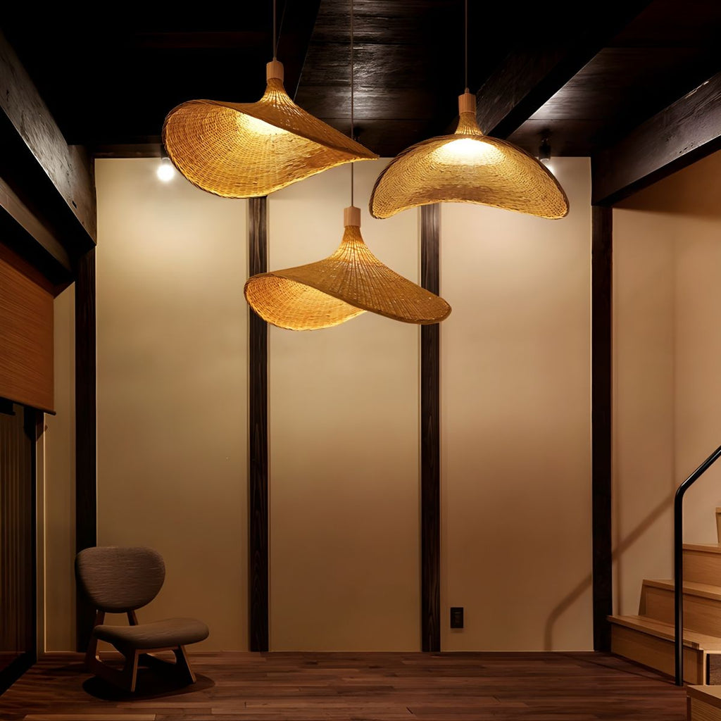 Asia Style Beige Bamboo Pendant Light