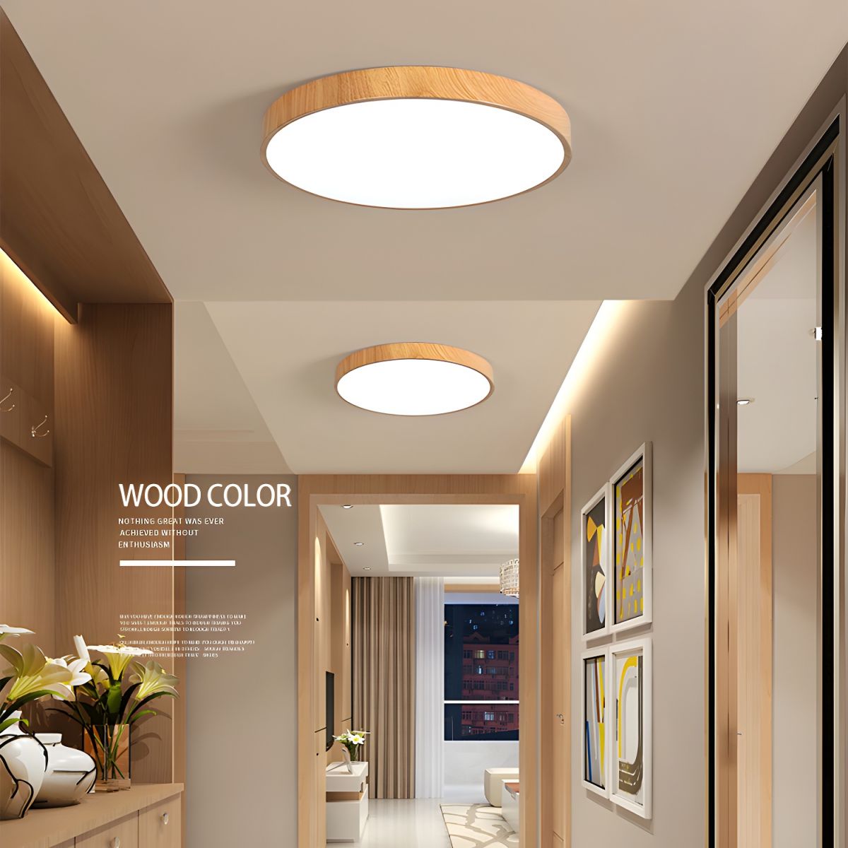 Minimalist Nordic Wood Halo Ceiling Sculpture
