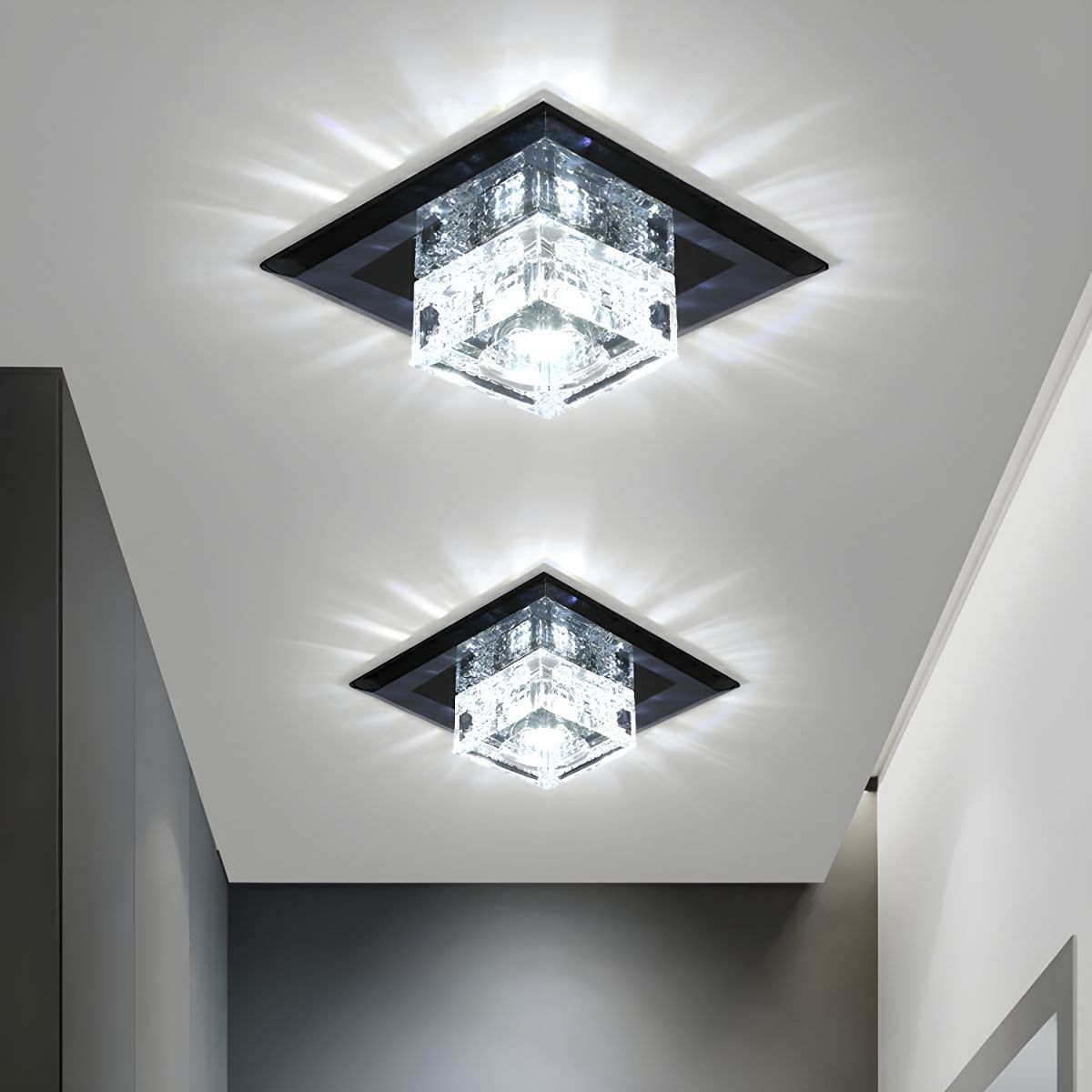 Modern Crystal Block Flush Mount