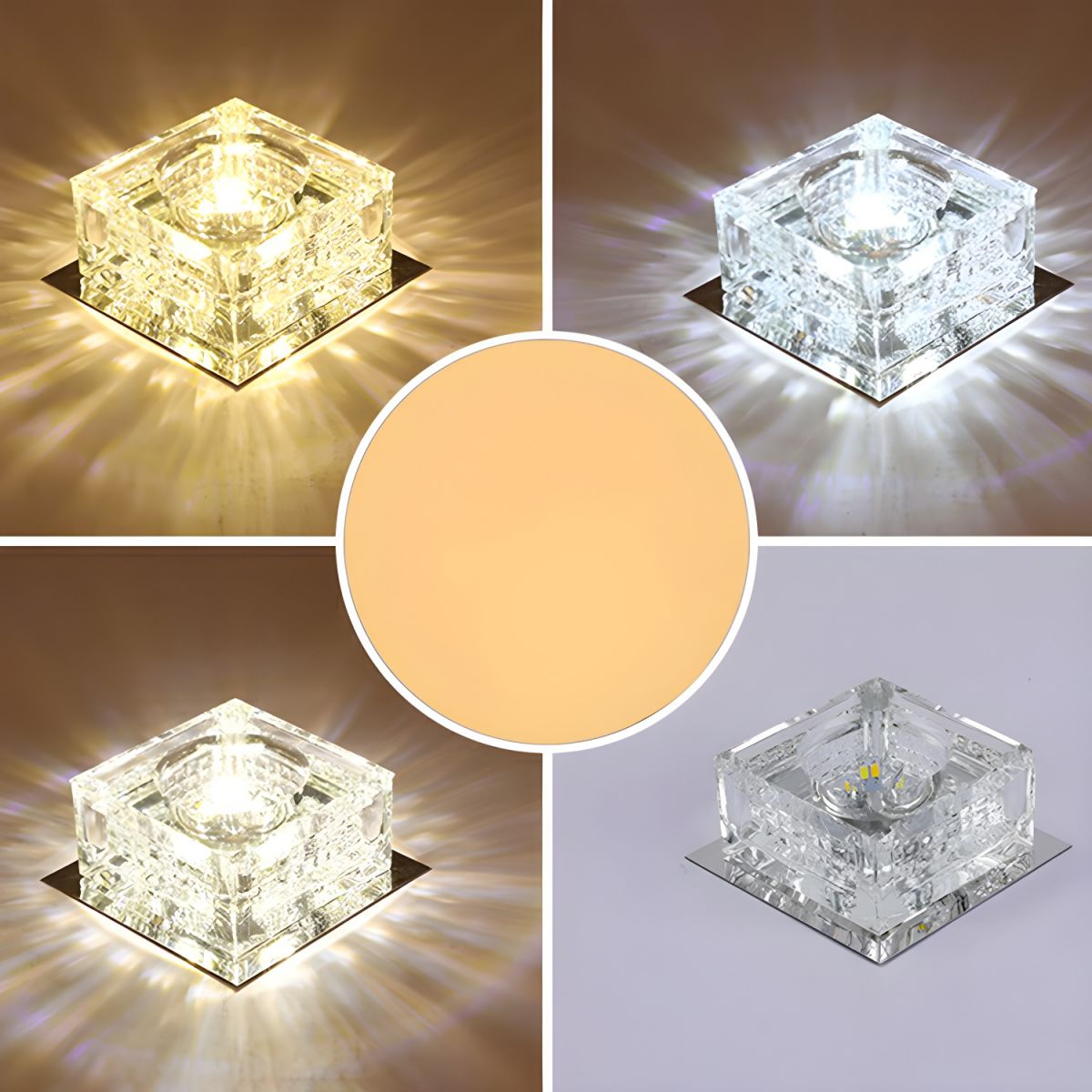 Modern Crystal Block Flush Mount