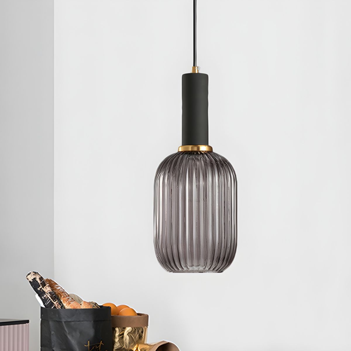 Sculpted Ribbed Glass Pendant Light