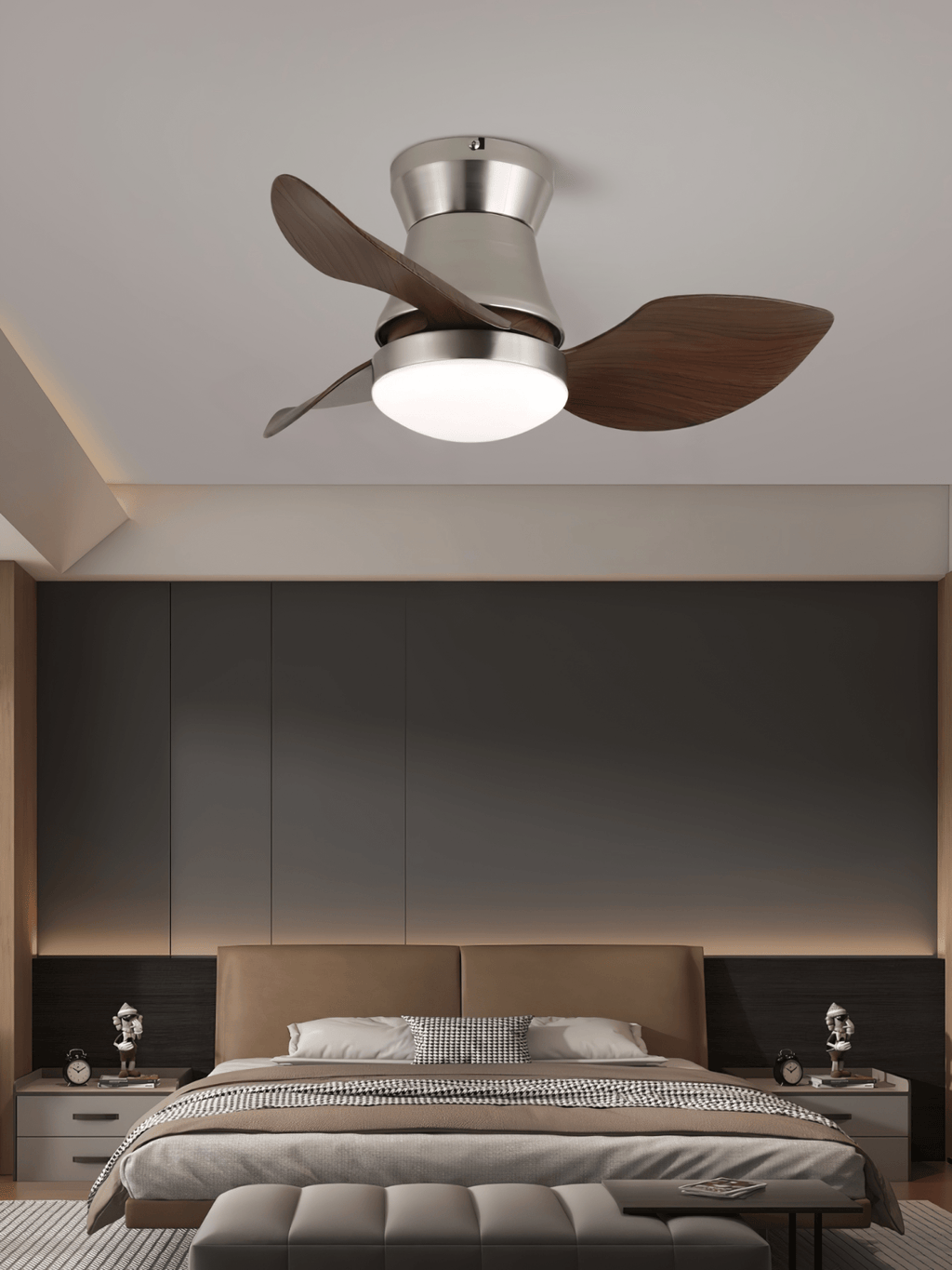 Solano Bloom Curved Walnut Ceiling Fan Light