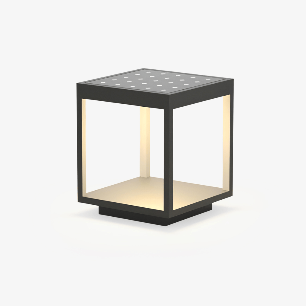 Noir Square Frame Solar Post Light