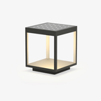 Noir Square Frame Solar Post Light